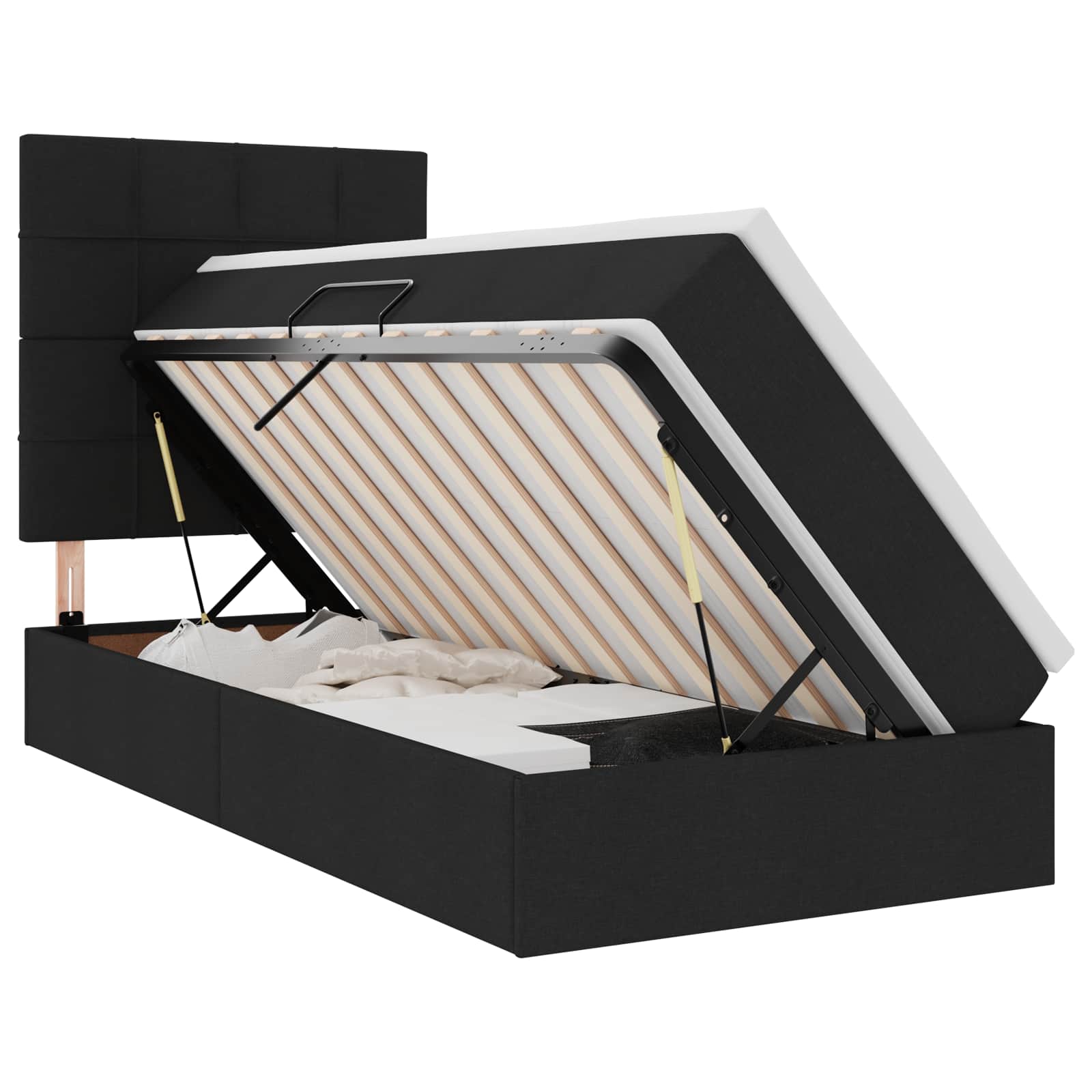 Opslag bed met matras met matras Zwart 90 x 190 cm Polyester is nu te koop bij PeponiXL, paradijselijk wonen!