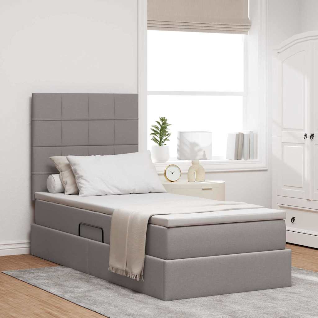 Opslag bed met matras met matras Taupe 90 x 190 cm Polyester is nu te koop bij PeponiXL, paradijselijk wonen!