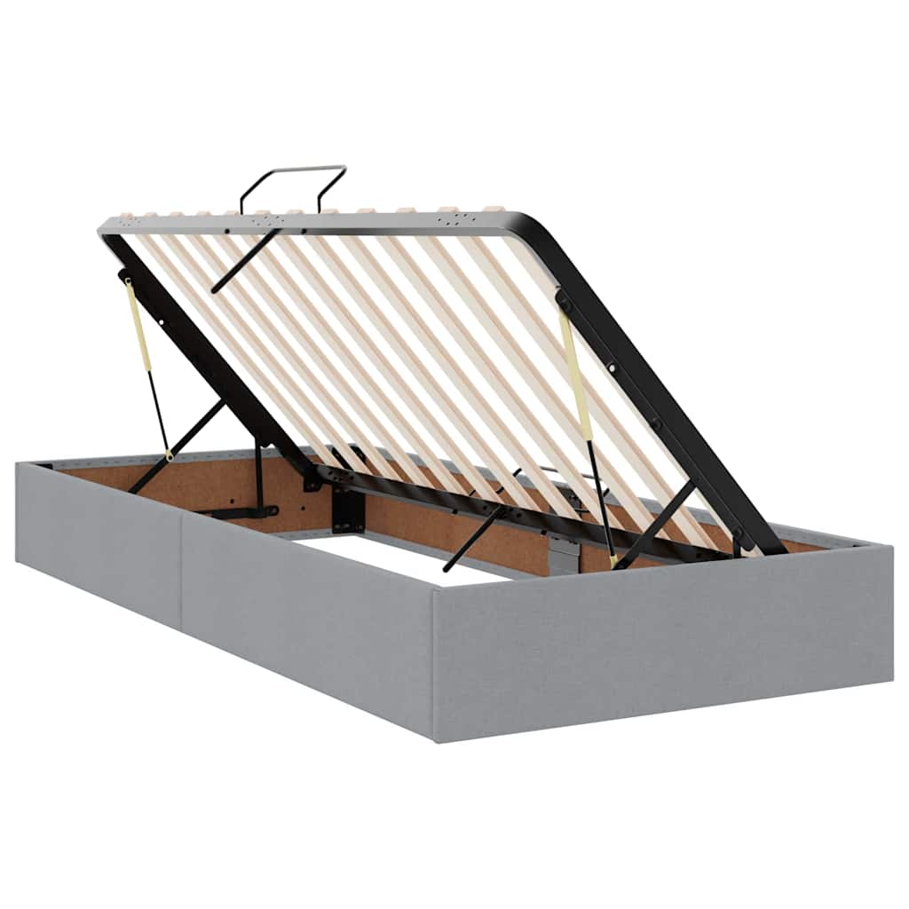 Opslag bed met matras Lichtgrijs 90 x 200 cm Polyester is nu te koop bij PeponiXL, paradijselijk wonen!