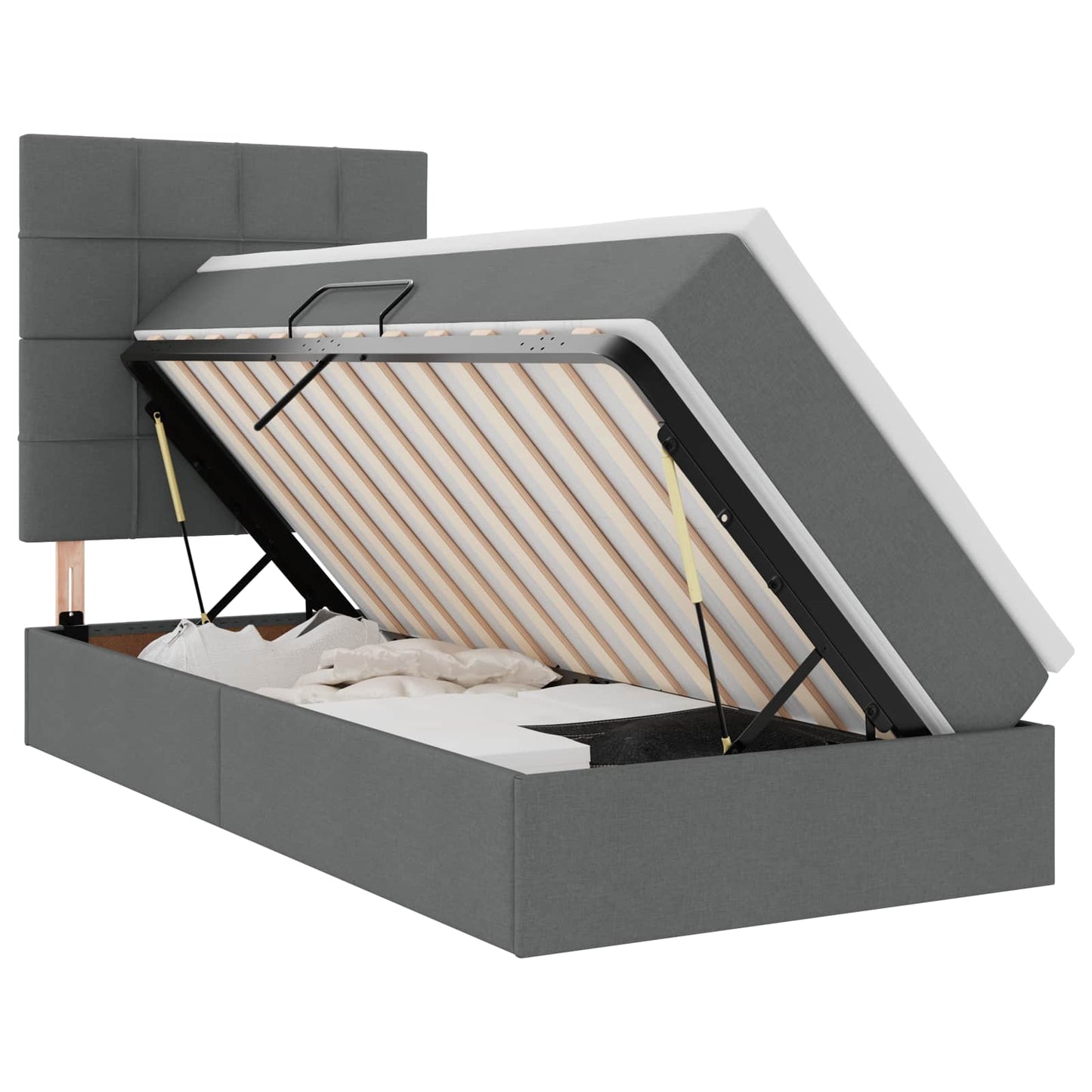 Opslag bed met matras Donkergrijs 90 x 200 cm Polyester is nu te koop bij PeponiXL, paradijselijk wonen!