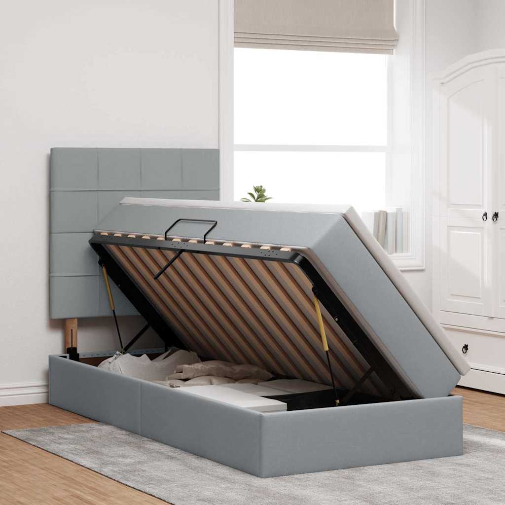 Opslag bed met matras Lichtgrijs 100 x 200 cm Polyester is nu te koop bij PeponiXL, paradijselijk wonen!