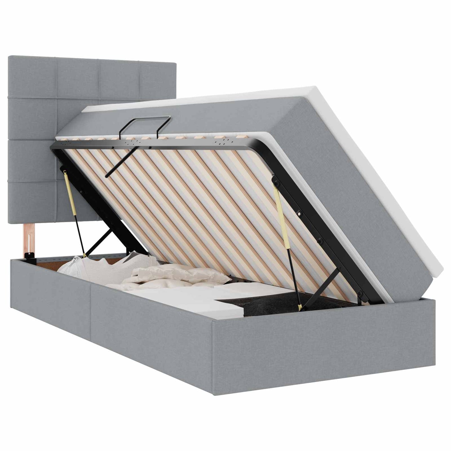 Opslag bed met matras Lichtgrijs 100 x 200 cm Polyester is nu te koop bij PeponiXL, paradijselijk wonen!