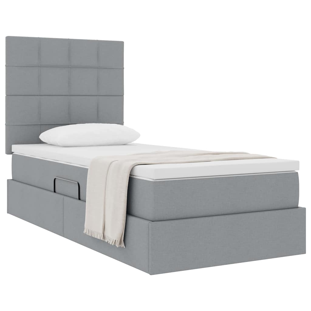 Opslag bed met matras Lichtgrijs 100 x 200 cm Polyester is nu te koop bij PeponiXL, paradijselijk wonen!