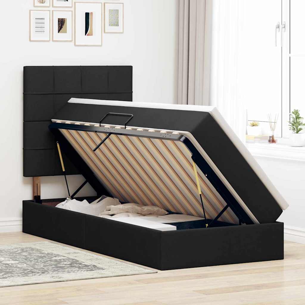 Opslag bed met matras met matras Zwart 100 x 200 cm Polyester is nu te koop bij PeponiXL, paradijselijk wonen!