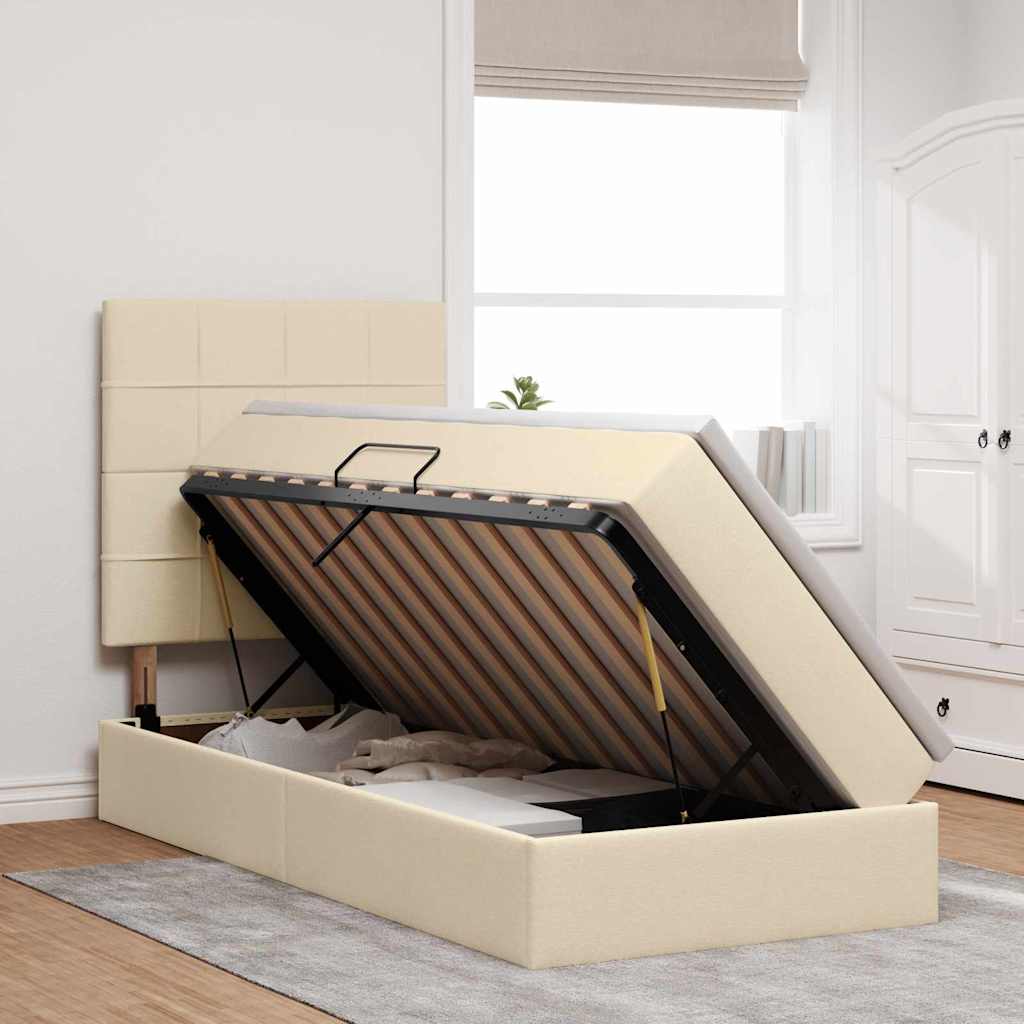 Opslag bed met matras met matras Crème 100 x 200 cm Polyester is nu te koop bij PeponiXL, paradijselijk wonen!