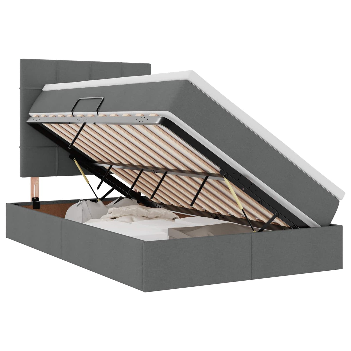 Opslag bed met matras met matras Donkergrijs 120 x 190 cm Stof is nu te koop bij PeponiXL, paradijselijk wonen!