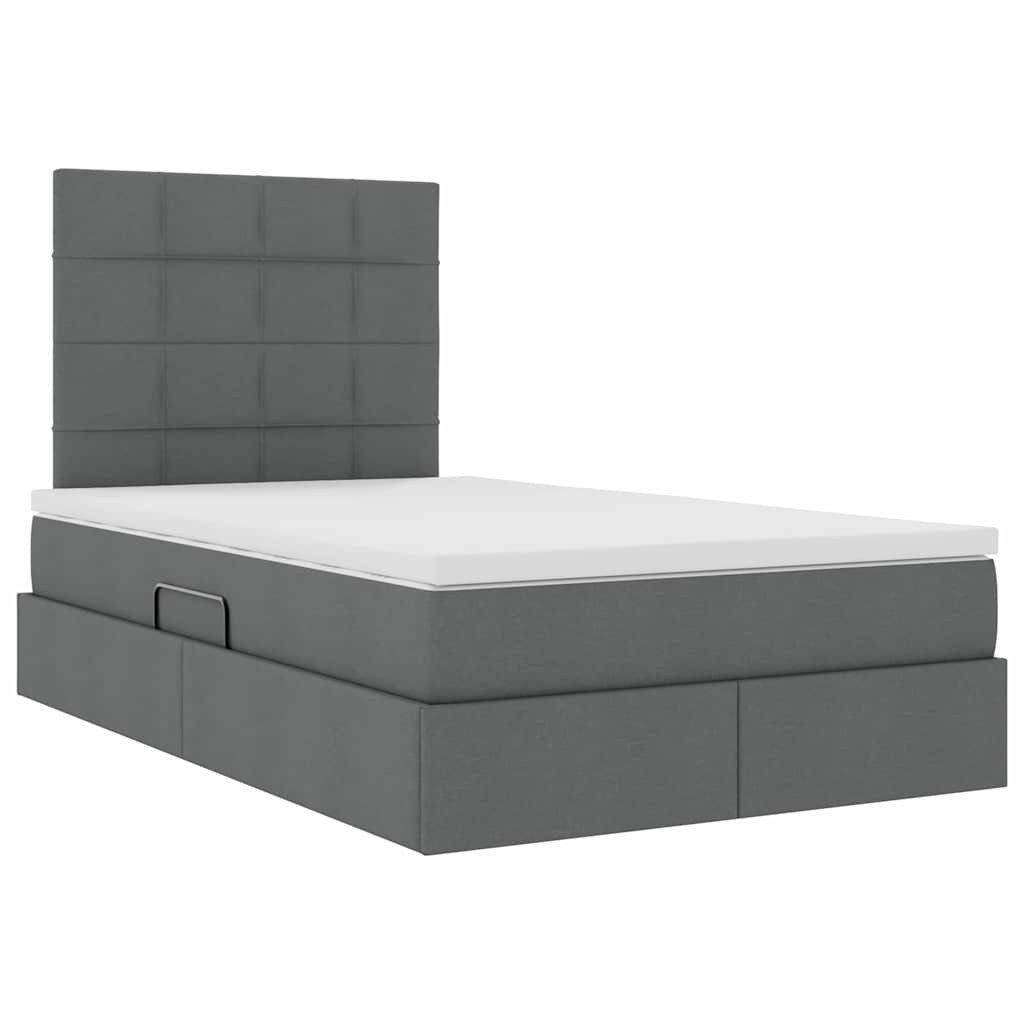 Opslag bed met matras met matras Donkergrijs 120 x 190 cm Stof is nu te koop bij PeponiXL, paradijselijk wonen!