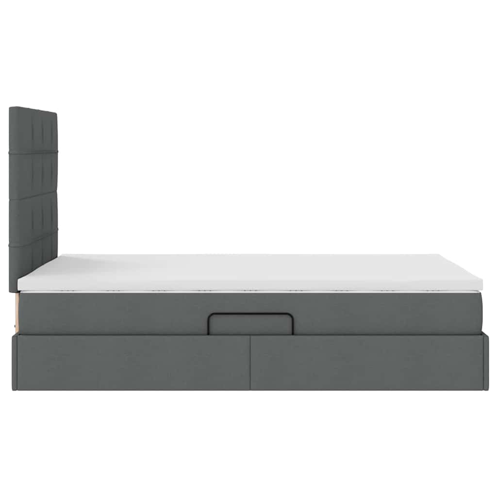 Opslag bed met matras met matras Donkergrijs 120 x 190 cm Stof is nu te koop bij PeponiXL, paradijselijk wonen!
