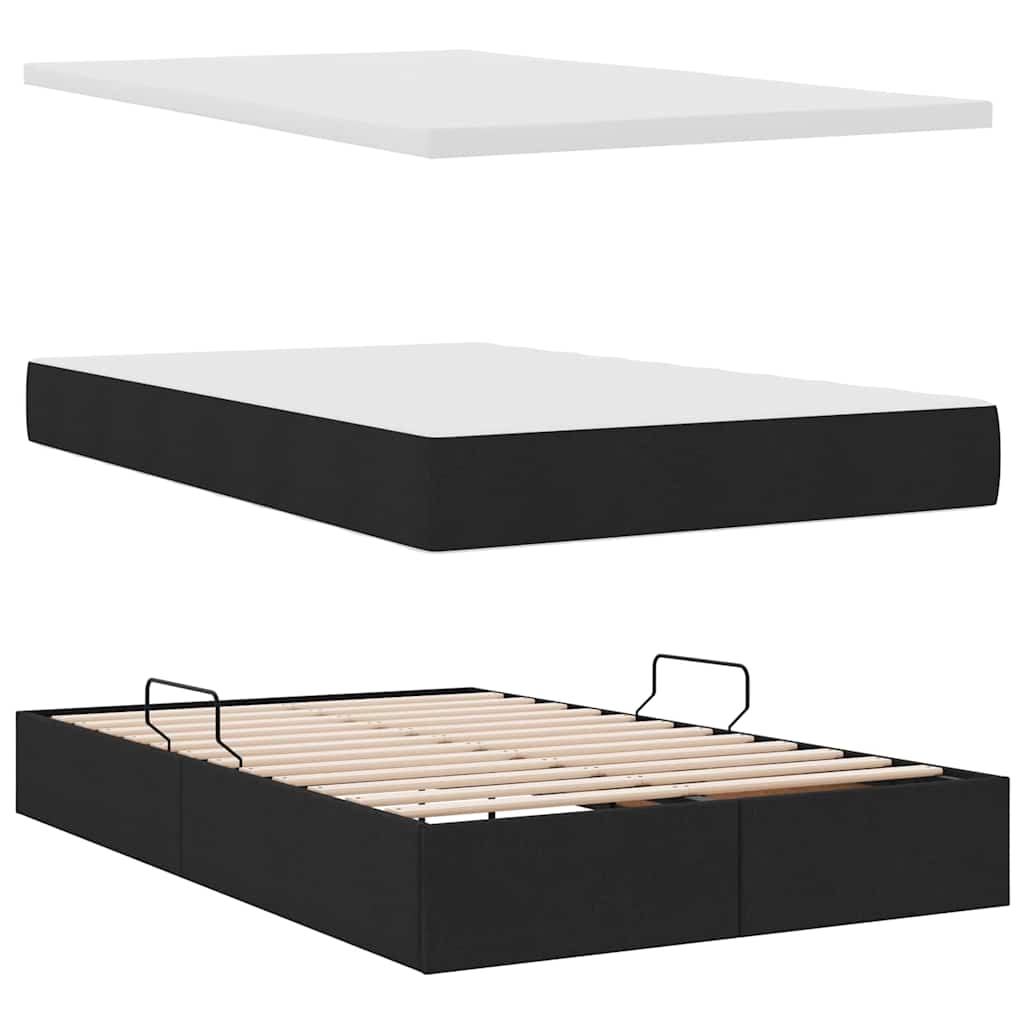 Opslag bed met matras met matras Zwart 120 x 190 cm Stof is nu te koop bij PeponiXL, paradijselijk wonen!