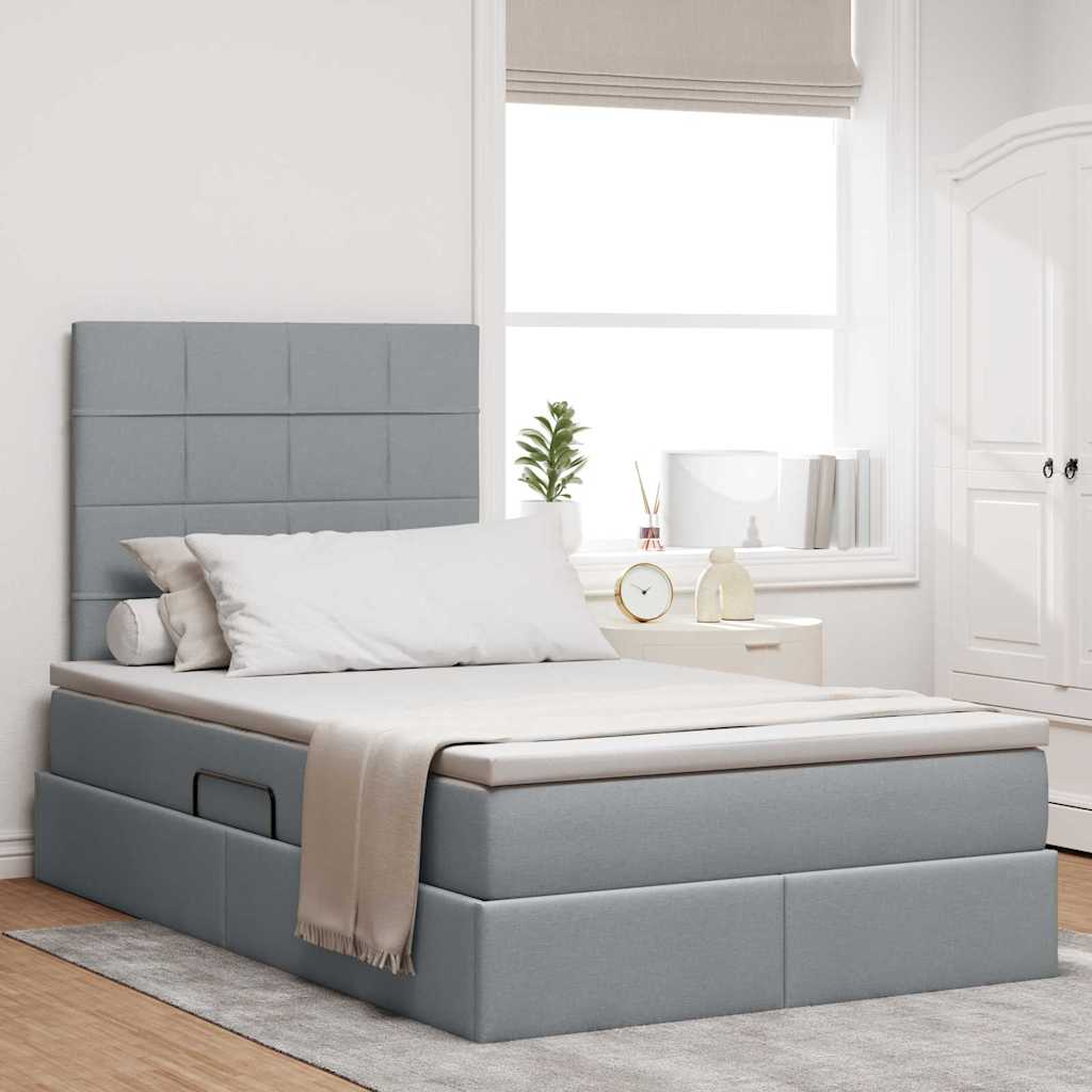 Opslag bed met matras Lichtgrijs 120 x 200 cm Polyester is nu te koop bij PeponiXL, paradijselijk wonen!