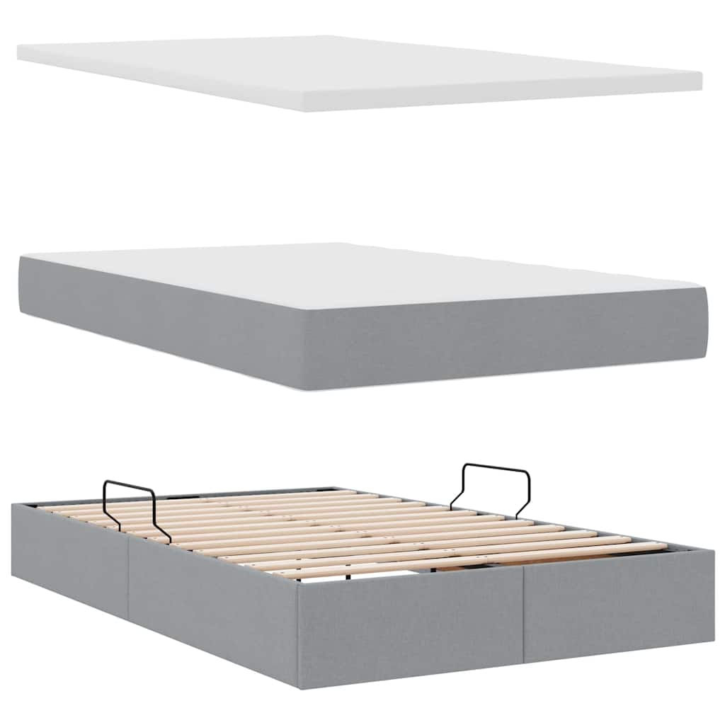 Opslag bed met matras Lichtgrijs 120 x 200 cm Polyester is nu te koop bij PeponiXL, paradijselijk wonen!