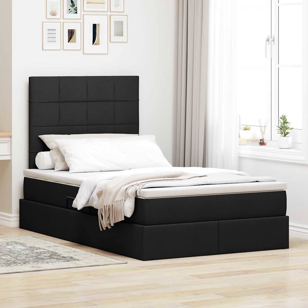 Opslag bed met matras met matras Zwart 120 x 200 cm Polyester is nu te koop bij PeponiXL, paradijselijk wonen!