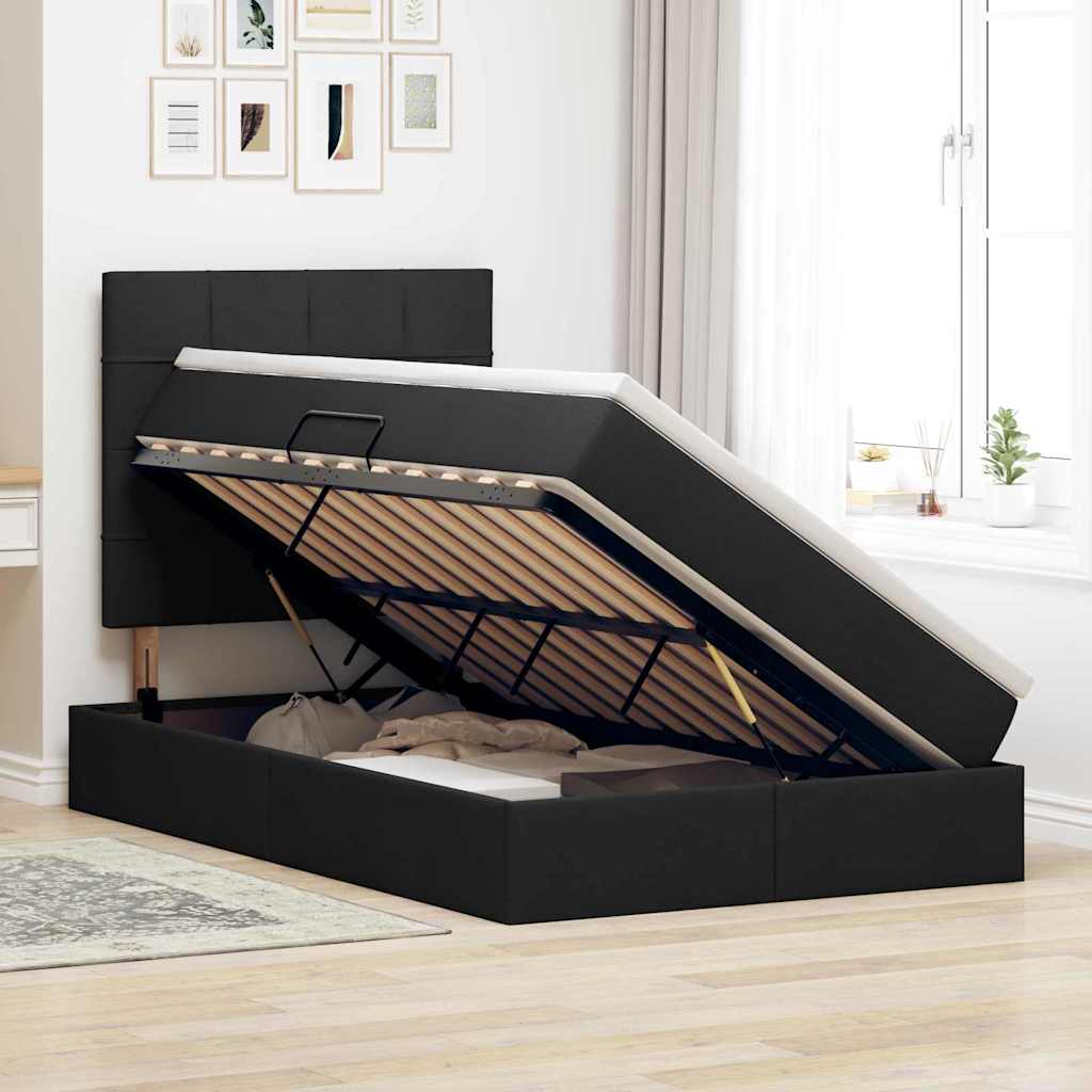 Opslag bed met matras met matras Zwart 120 x 200 cm Polyester is nu te koop bij PeponiXL, paradijselijk wonen!