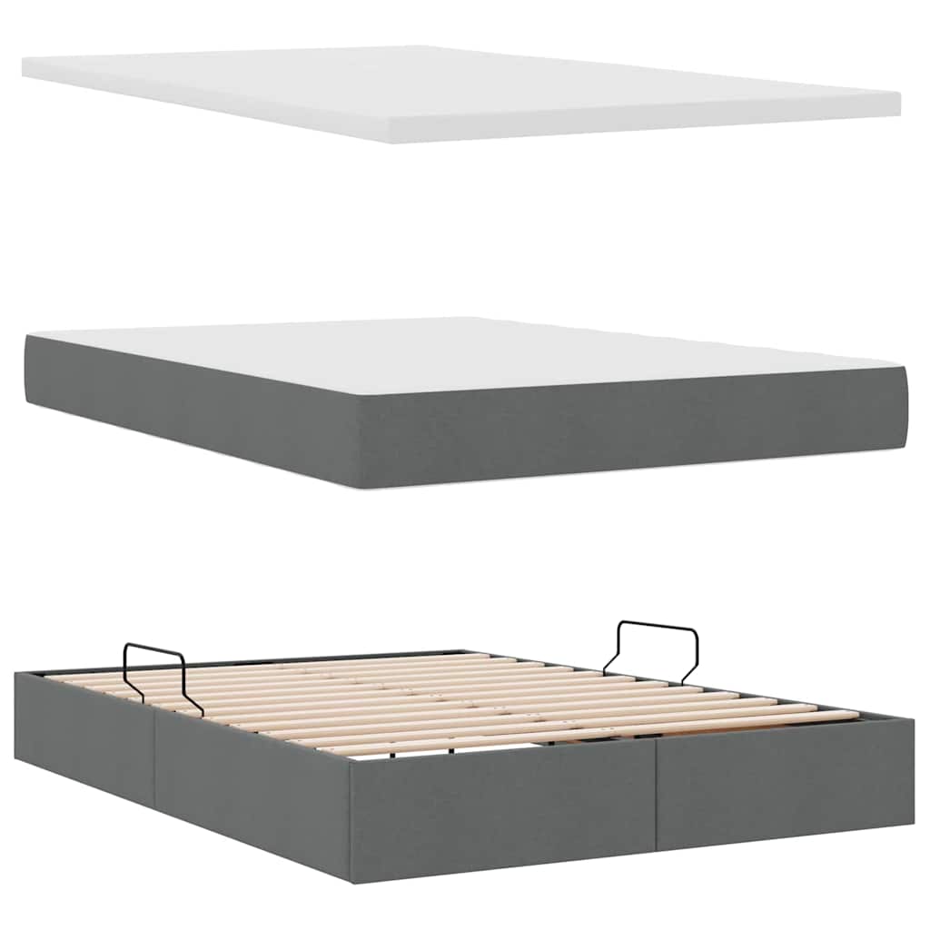 Opslag bed met matras Donkergrijs 140 x 190 cm Polyester is nu te koop bij PeponiXL, paradijselijk wonen!