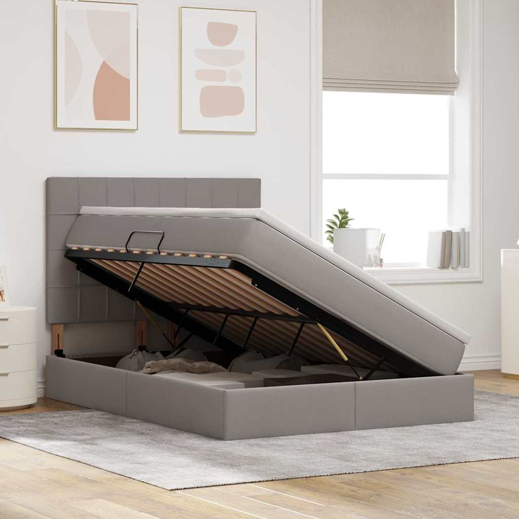 Opslag bed met matras met opslag Taupe 140 x 200 cm Nep Leer is nu te koop bij PeponiXL, paradijselijk wonen!
