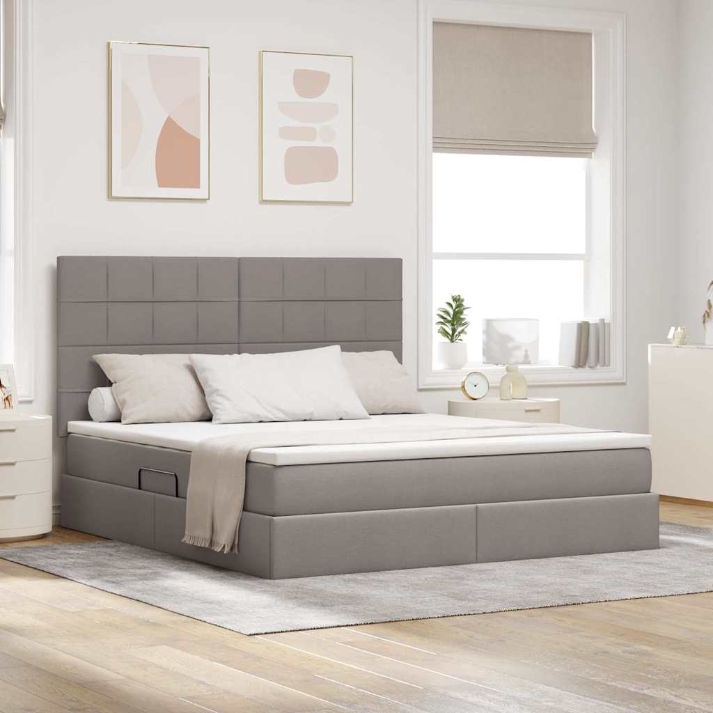 Opslag bed met matras met matras Taupe 160 x 200 cm Polyester is nu te koop bij PeponiXL, paradijselijk wonen!