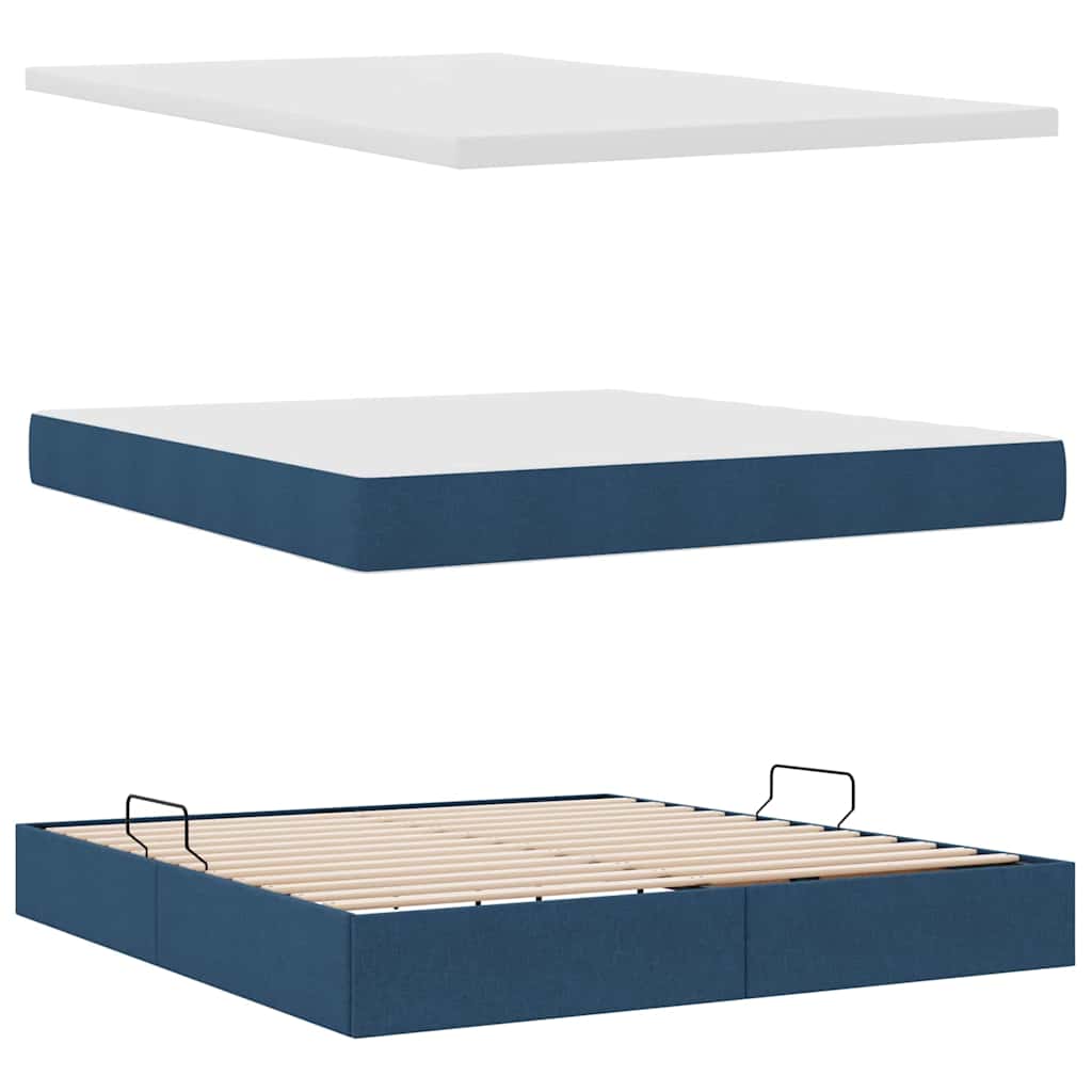Opslag bed met matras met matras Blauw 160 x 200 cm Polyester is nu te koop bij PeponiXL, paradijselijk wonen!
