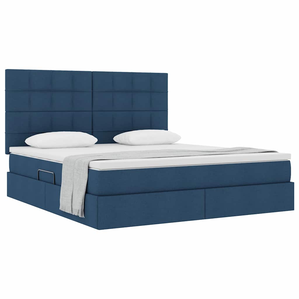 Opslag bed met matras met matras Blauw 160 x 200 cm Polyester is nu te koop bij PeponiXL, paradijselijk wonen!