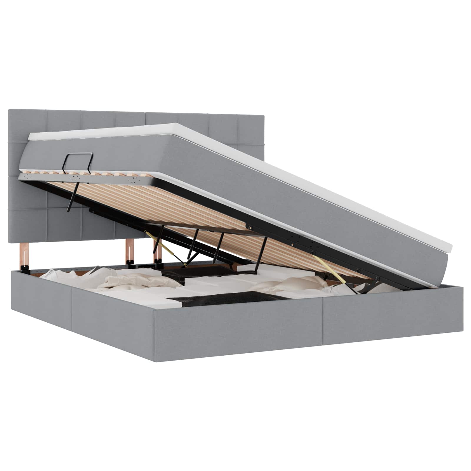 Opslag bed met matras Lichtgrijs 180 x 200 cm Polyester is nu te koop bij PeponiXL, paradijselijk wonen!