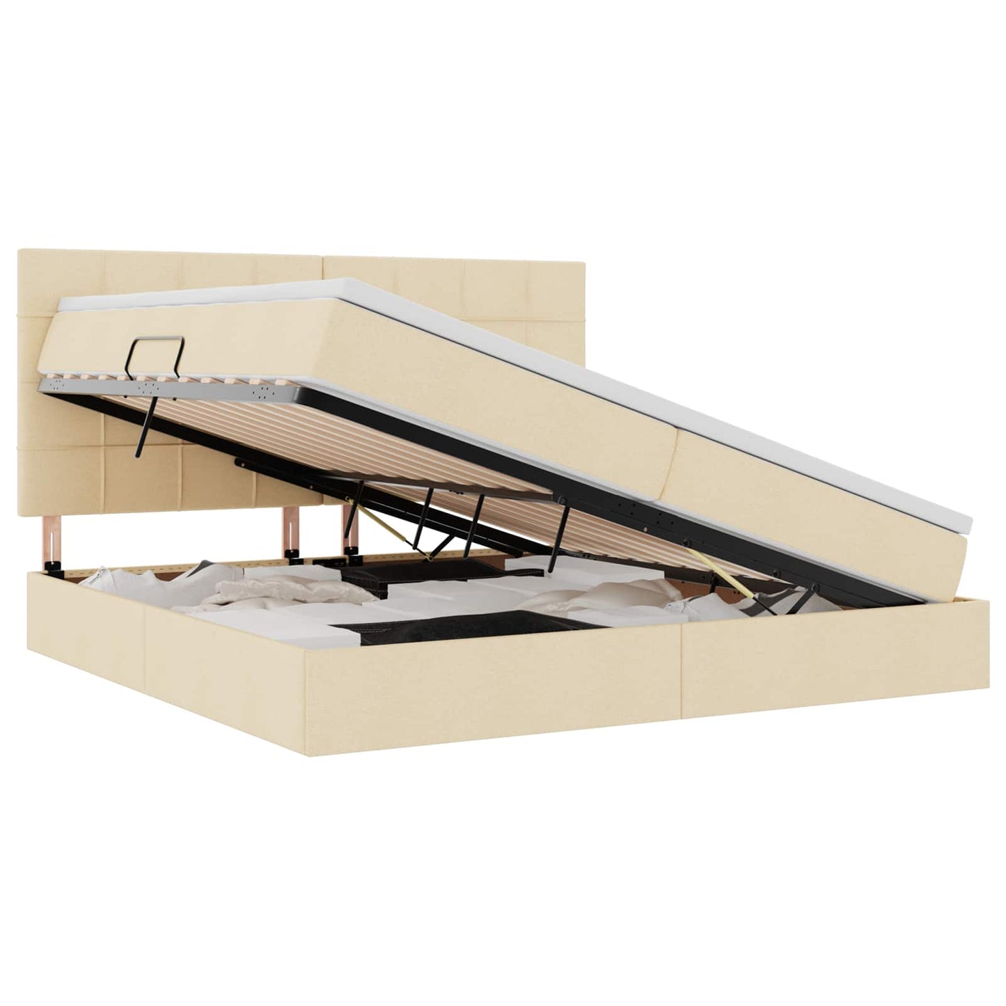Opslag bed met matras met matras Crème 200 x 200 cm Polyester is nu te koop bij PeponiXL, paradijselijk wonen!