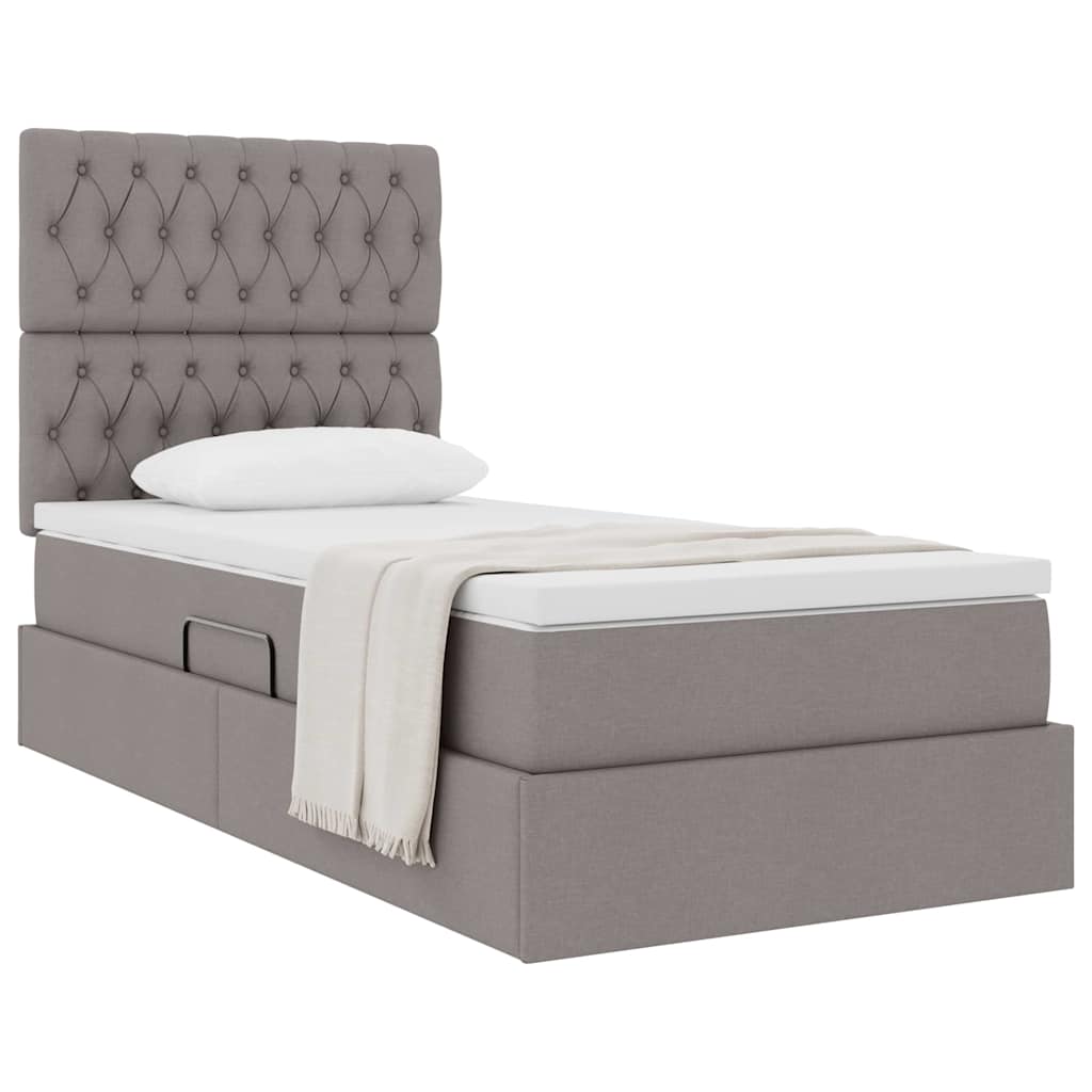 Opslag bed met matras met matras Taupe 90 x 190 cm Polyester is nu te koop bij PeponiXL, paradijselijk wonen!