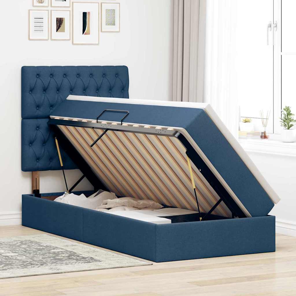 Opslag bed met matras met matras Blauw 90 x 190 cm Polyester is nu te koop bij PeponiXL, paradijselijk wonen!