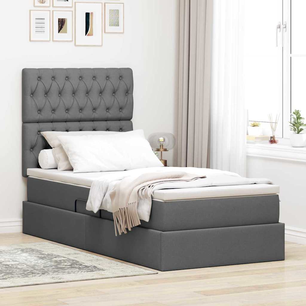 Opslag bed met matras Donkergrijs 90 x 200 cm Polyester is nu te koop bij PeponiXL, paradijselijk wonen!