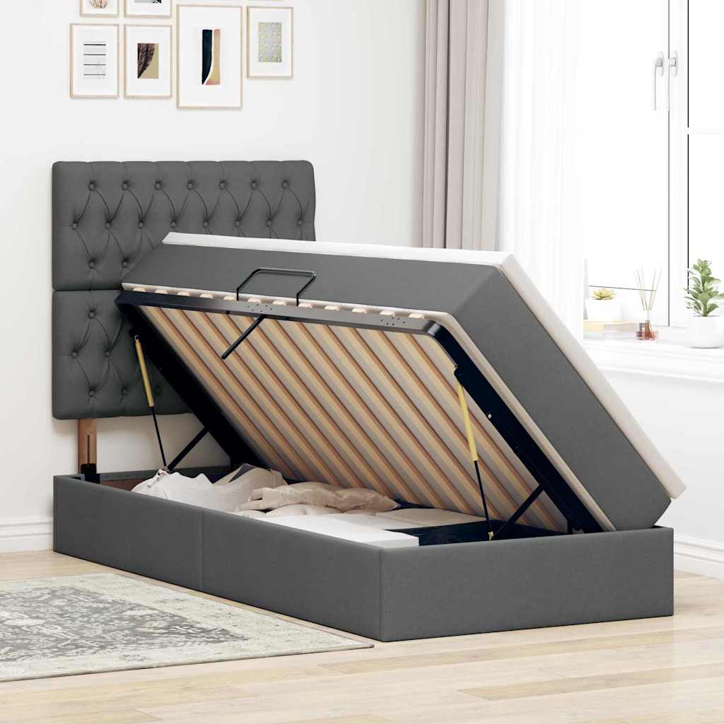 Opslag bed met matras Donkergrijs 90 x 200 cm Polyester is nu te koop bij PeponiXL, paradijselijk wonen!
