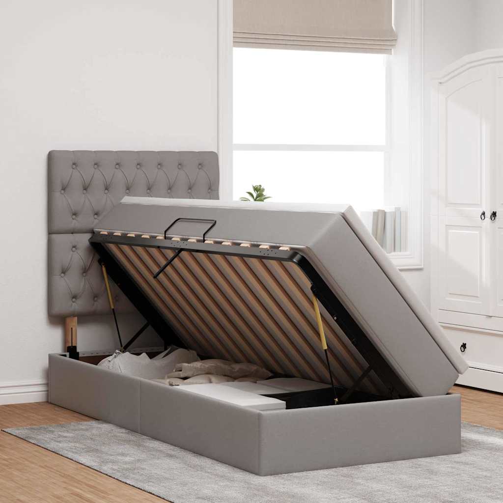 Opslag bed met matras met matras Taupe 90 x 200 cm Polyester is nu te koop bij PeponiXL, paradijselijk wonen!