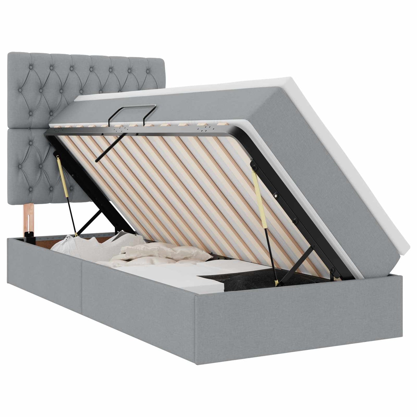 Opslag bed met matras Lichtgrijs 100 x 200 cm Polyester is nu te koop bij PeponiXL, paradijselijk wonen!