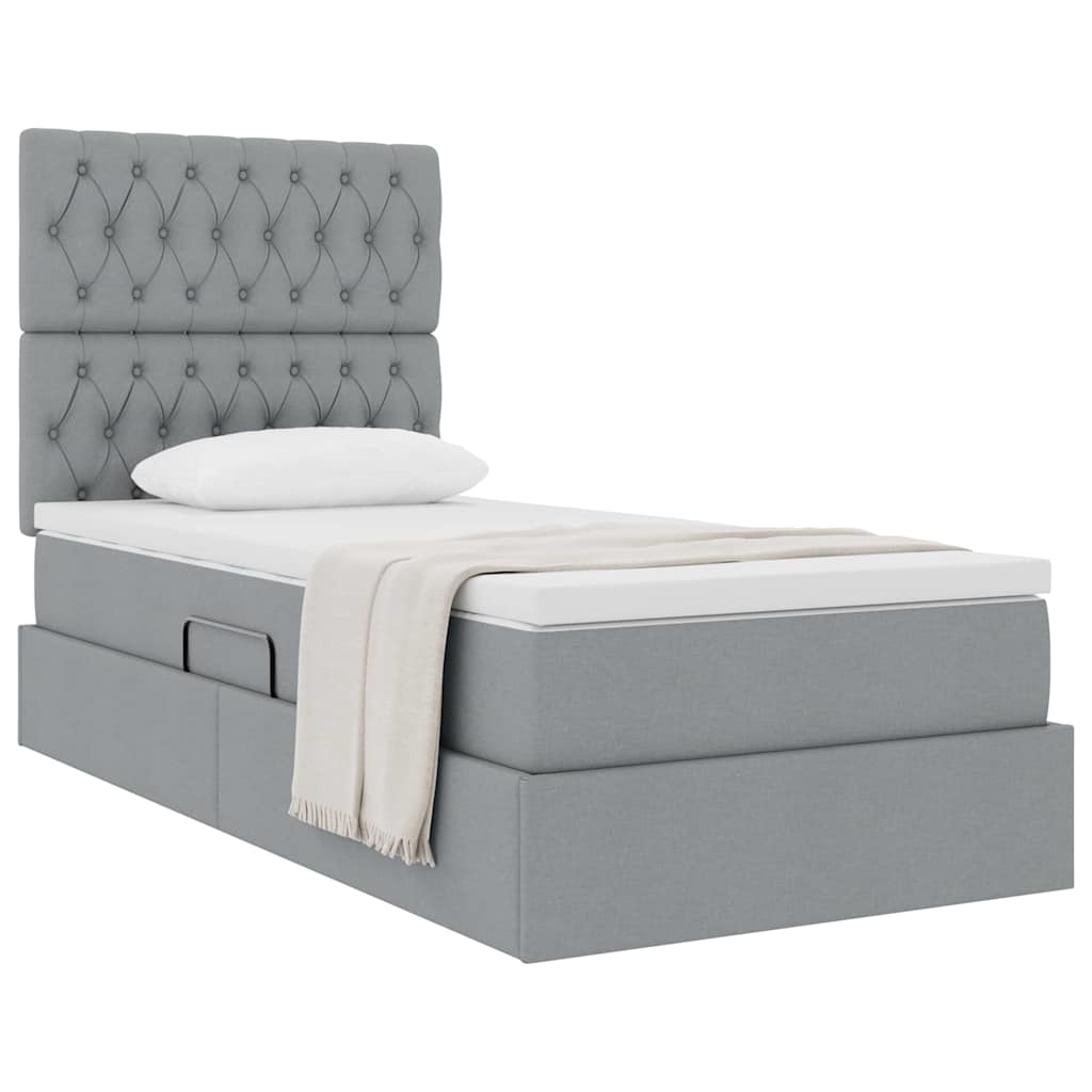 Opslag bed met matras Lichtgrijs 100 x 200 cm Polyester is nu te koop bij PeponiXL, paradijselijk wonen!