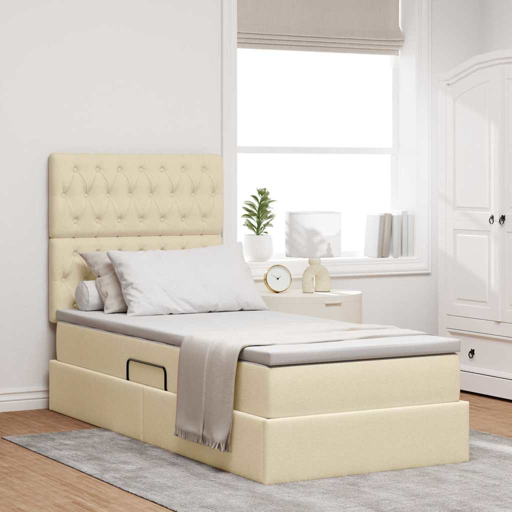 Opslag bed met matras met matras Crème 100 x 200 cm Polyester is nu te koop bij PeponiXL, paradijselijk wonen!