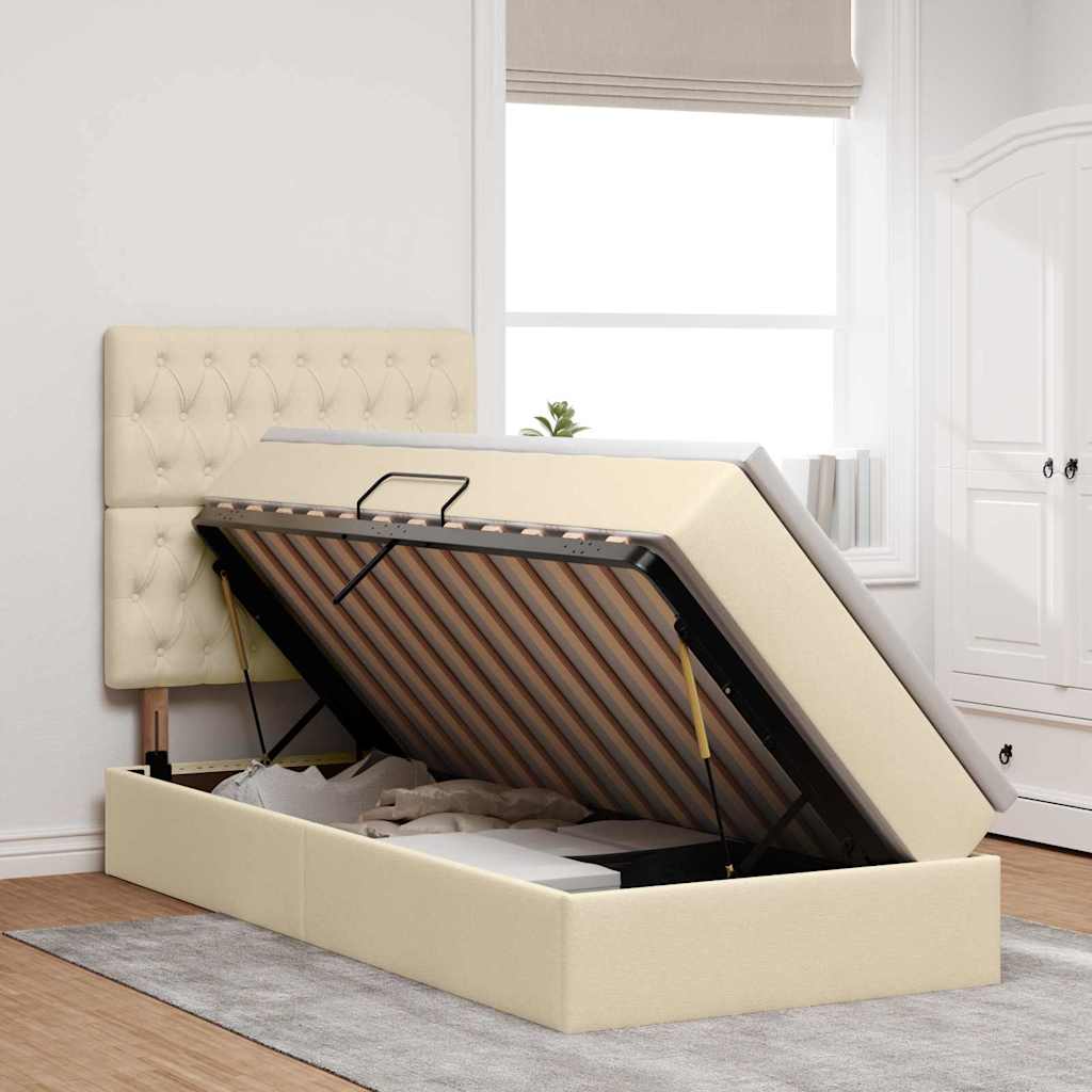 Opslag bed met matras met matras Crème 100 x 200 cm Polyester is nu te koop bij PeponiXL, paradijselijk wonen!