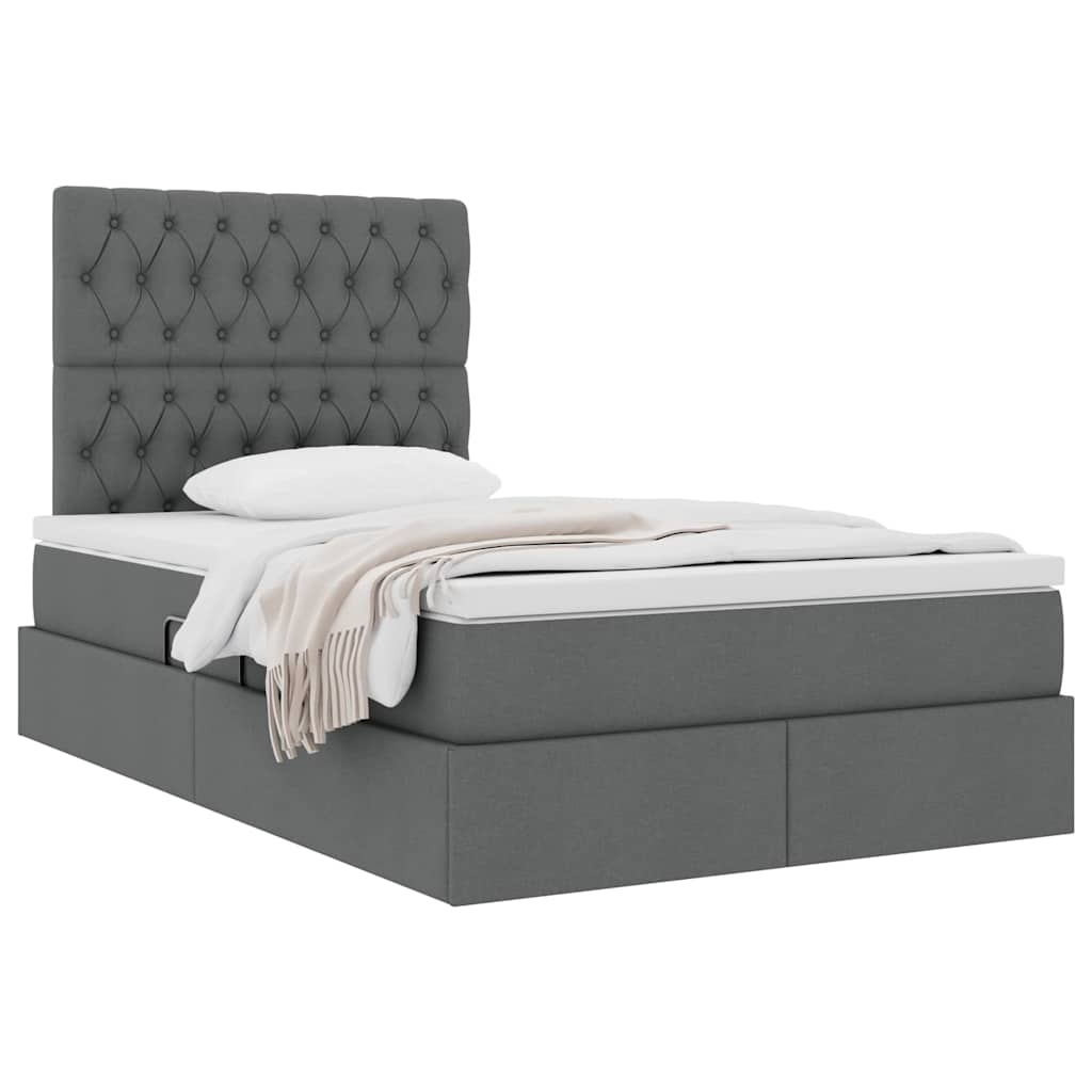 Opslag bed met matras met matras Donkergrijs 120 x 190 cm Stof is nu te koop bij PeponiXL, paradijselijk wonen!