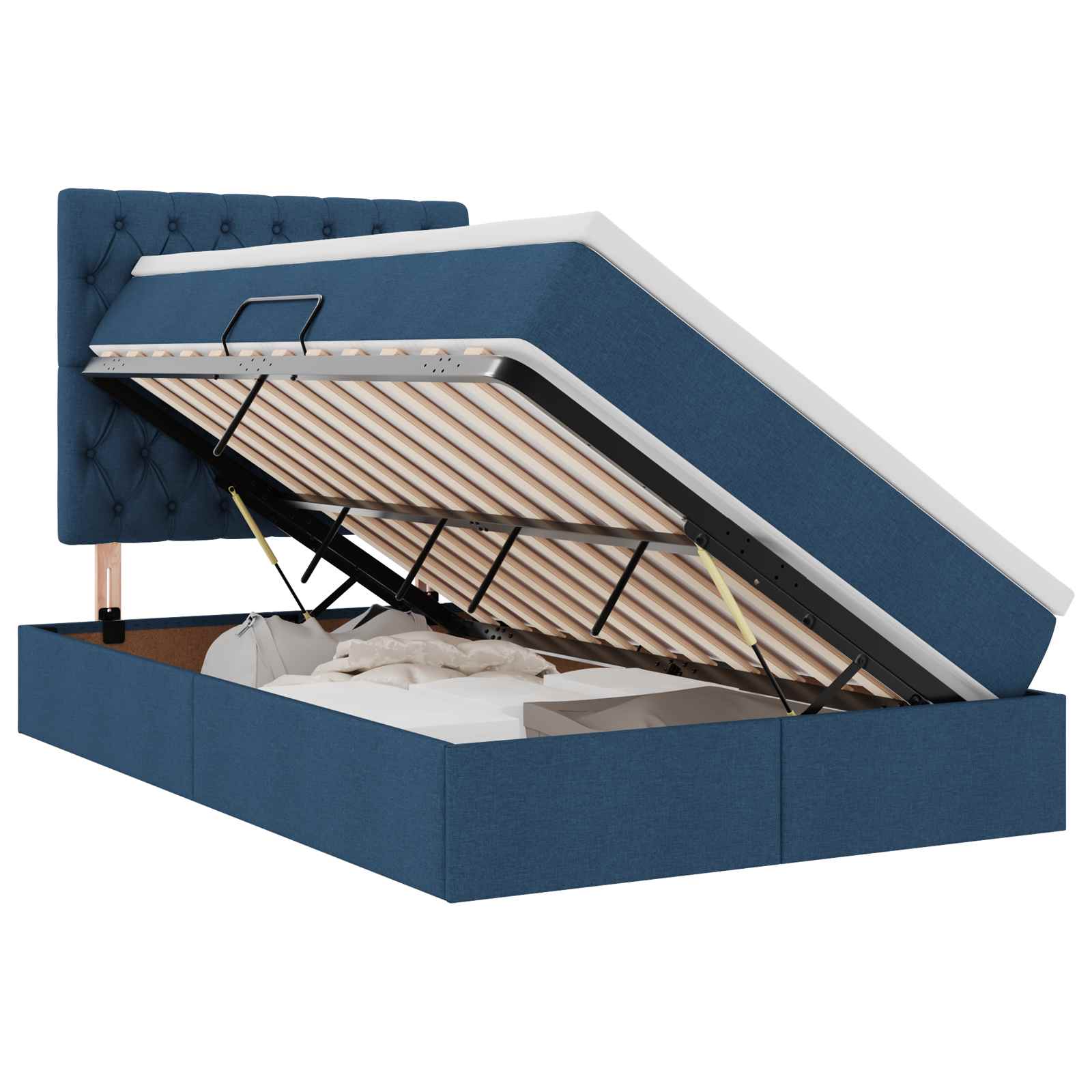 Opslag bed met matras met matras Blauw 120 x 190 cm Stof is nu te koop bij PeponiXL, paradijselijk wonen!