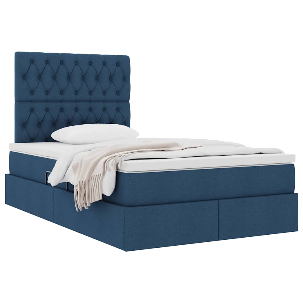 Opslag bed met matras met matras Blauw 120 x 190 cm Stof is nu te koop bij PeponiXL, paradijselijk wonen!