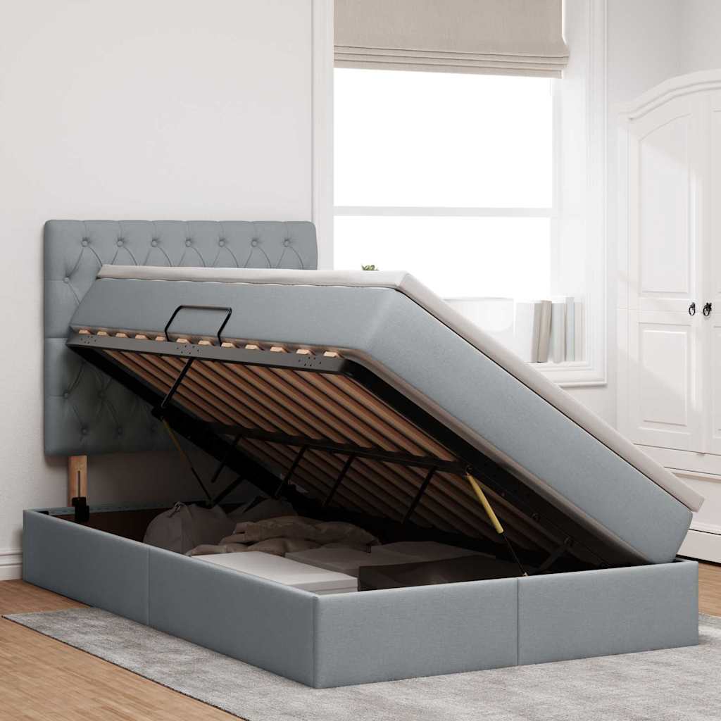 Opslag bed met matras Lichtgrijs 120 x 200 cm Polyester is nu te koop bij PeponiXL, paradijselijk wonen!