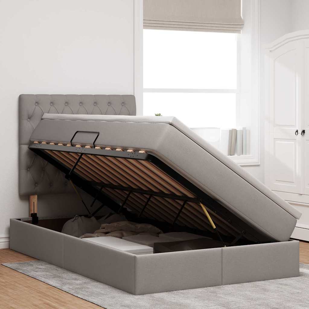 Opslag bed met matras met matras Taupe 120 x 200 cm Polyester is nu te koop bij PeponiXL, paradijselijk wonen!
