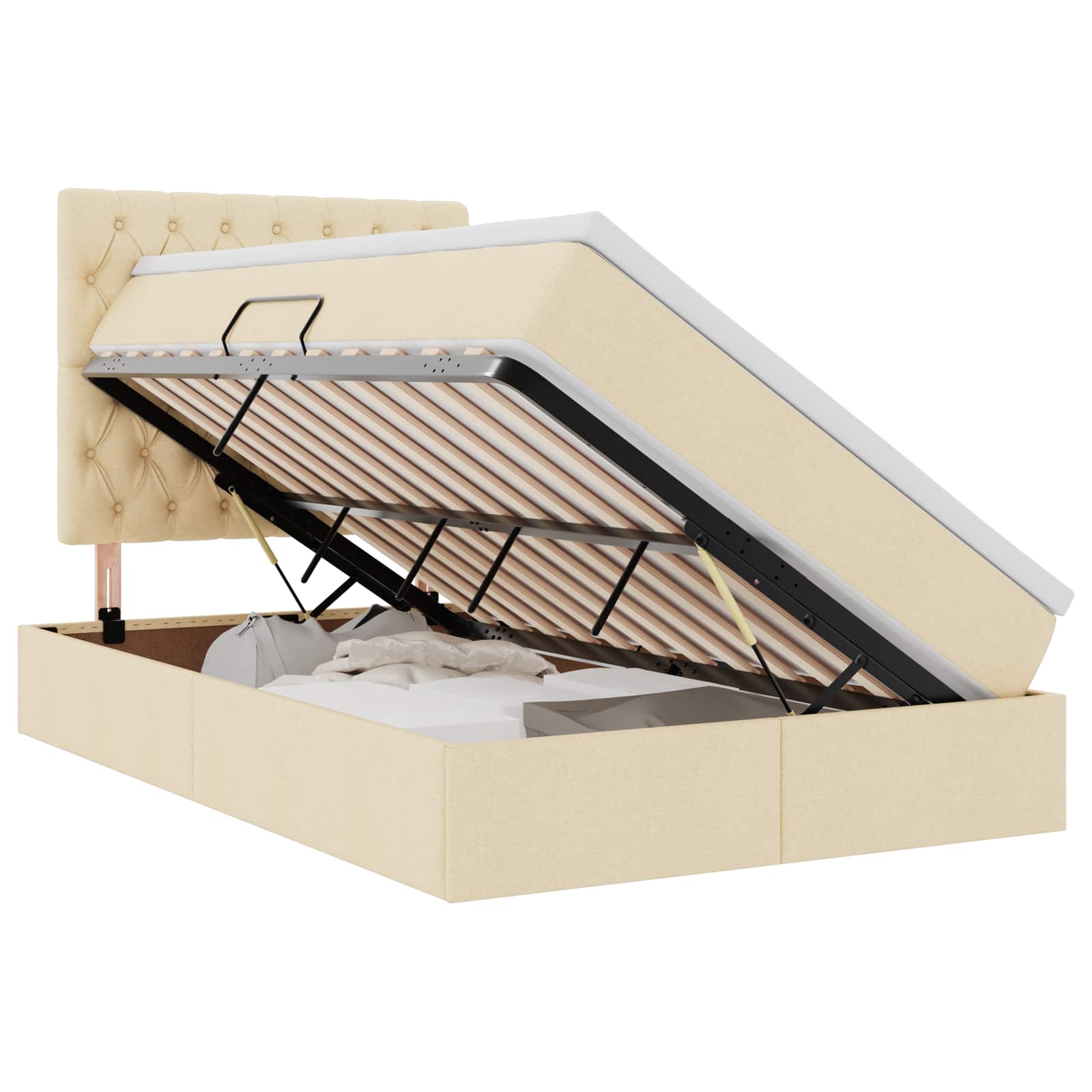 Opslag bed met matras met matras Crème 120 x 200 cm Polyester is nu te koop bij PeponiXL, paradijselijk wonen!