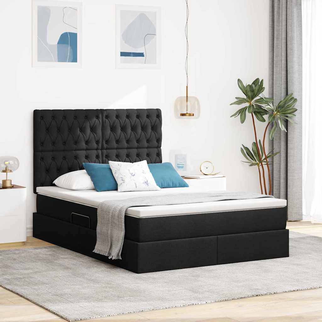 Opslag bed met matras met matras Zwart 140 x 190 cm Polyester is nu te koop bij PeponiXL, paradijselijk wonen!