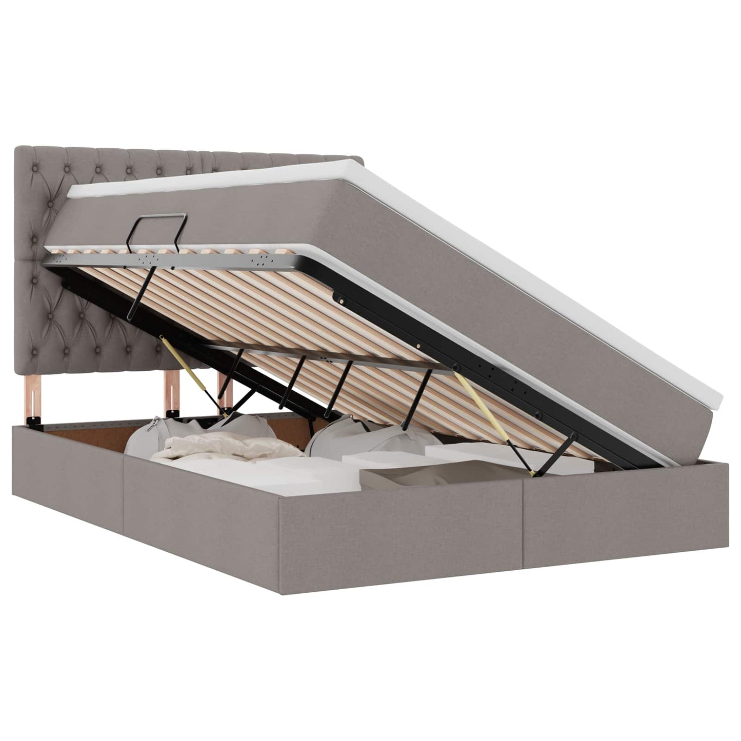 Opslag bed met matras met matras Taupe 140 x 190 cm Polyester is nu te koop bij PeponiXL, paradijselijk wonen!