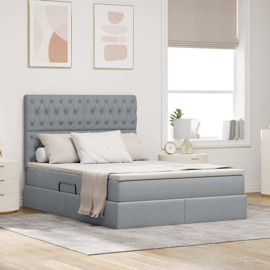 Opslag bed met matras Lichtgrijs 140 x 200 cm Polyester is nu te koop bij PeponiXL, paradijselijk wonen!