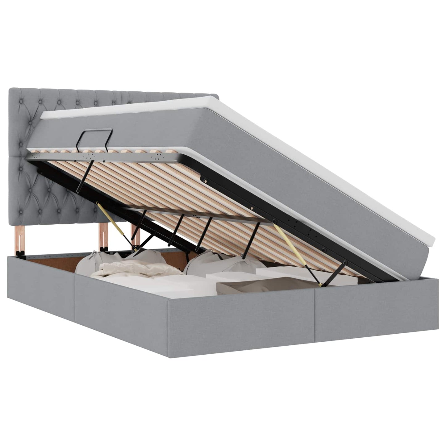 Opslag bed met matras Lichtgrijs 140 x 200 cm Polyester is nu te koop bij PeponiXL, paradijselijk wonen!