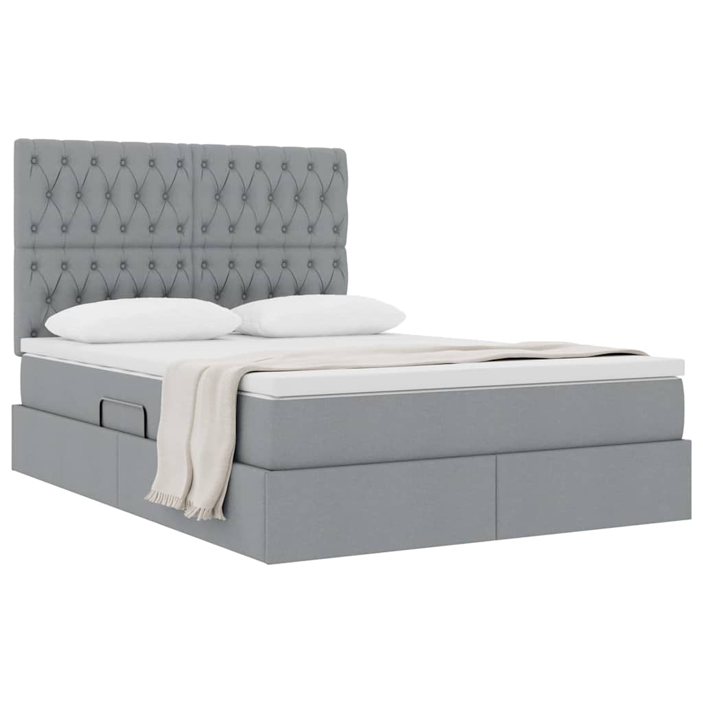 Opslag bed met matras Lichtgrijs 140 x 200 cm Polyester is nu te koop bij PeponiXL, paradijselijk wonen!