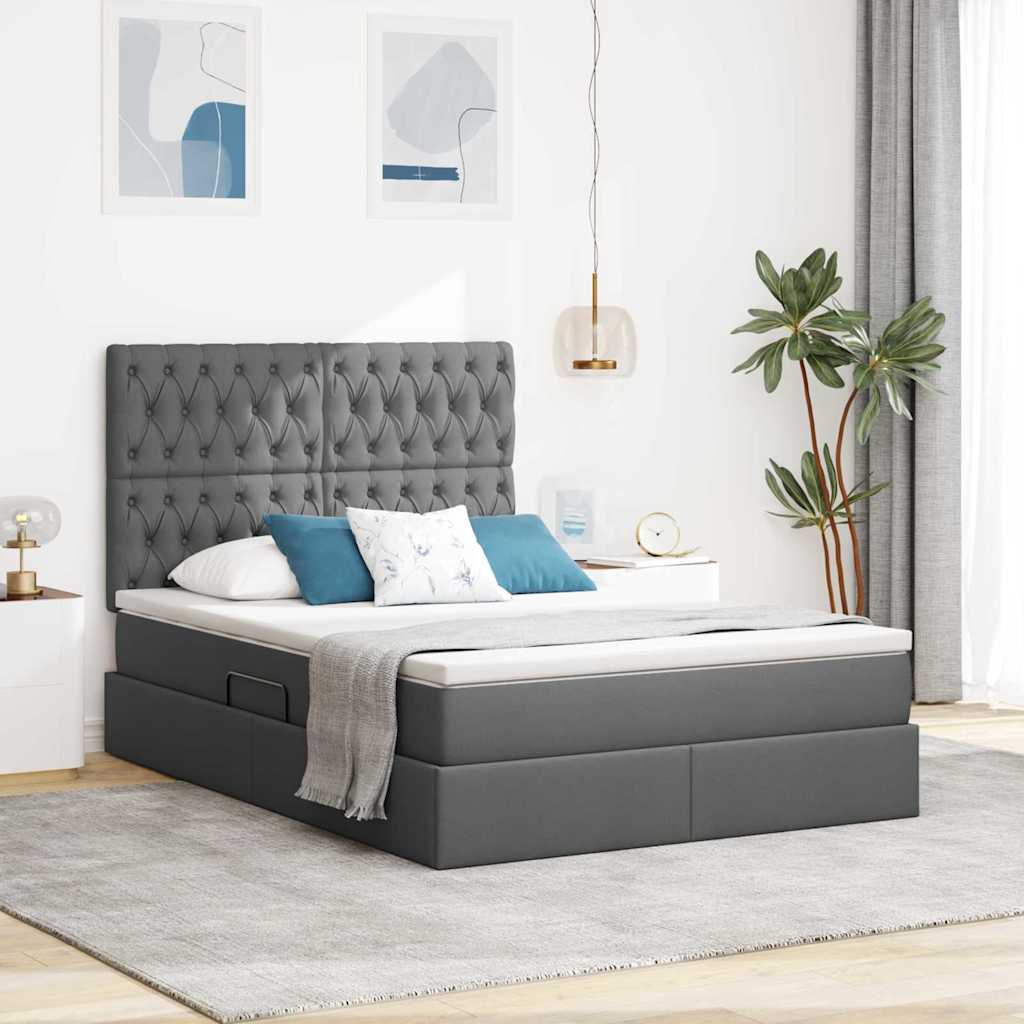 Opslag bed met matras Donkergrijs 140 x 200 cm Polyester is nu te koop bij PeponiXL, paradijselijk wonen!