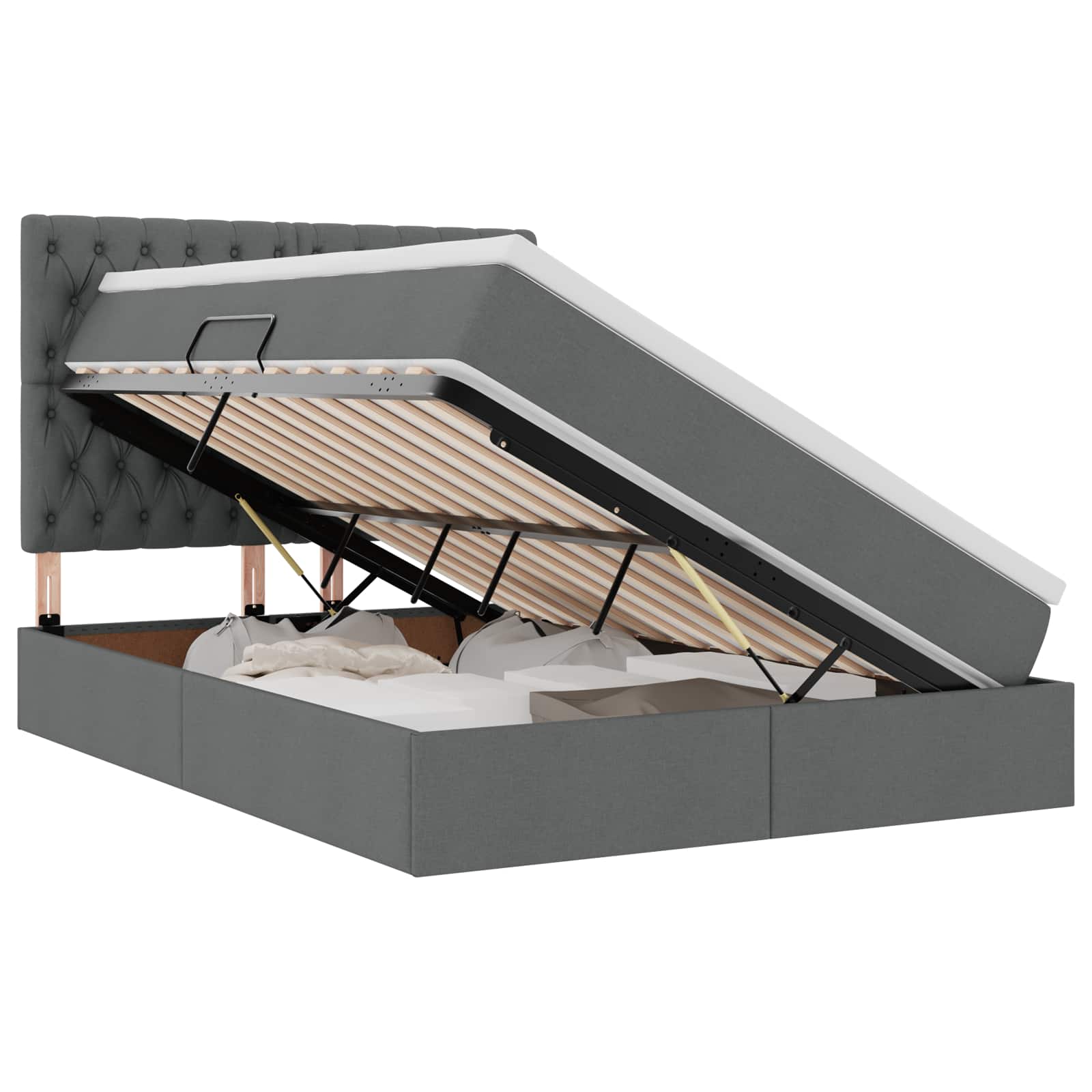 Opslag bed met matras Donkergrijs 140 x 200 cm Polyester is nu te koop bij PeponiXL, paradijselijk wonen!