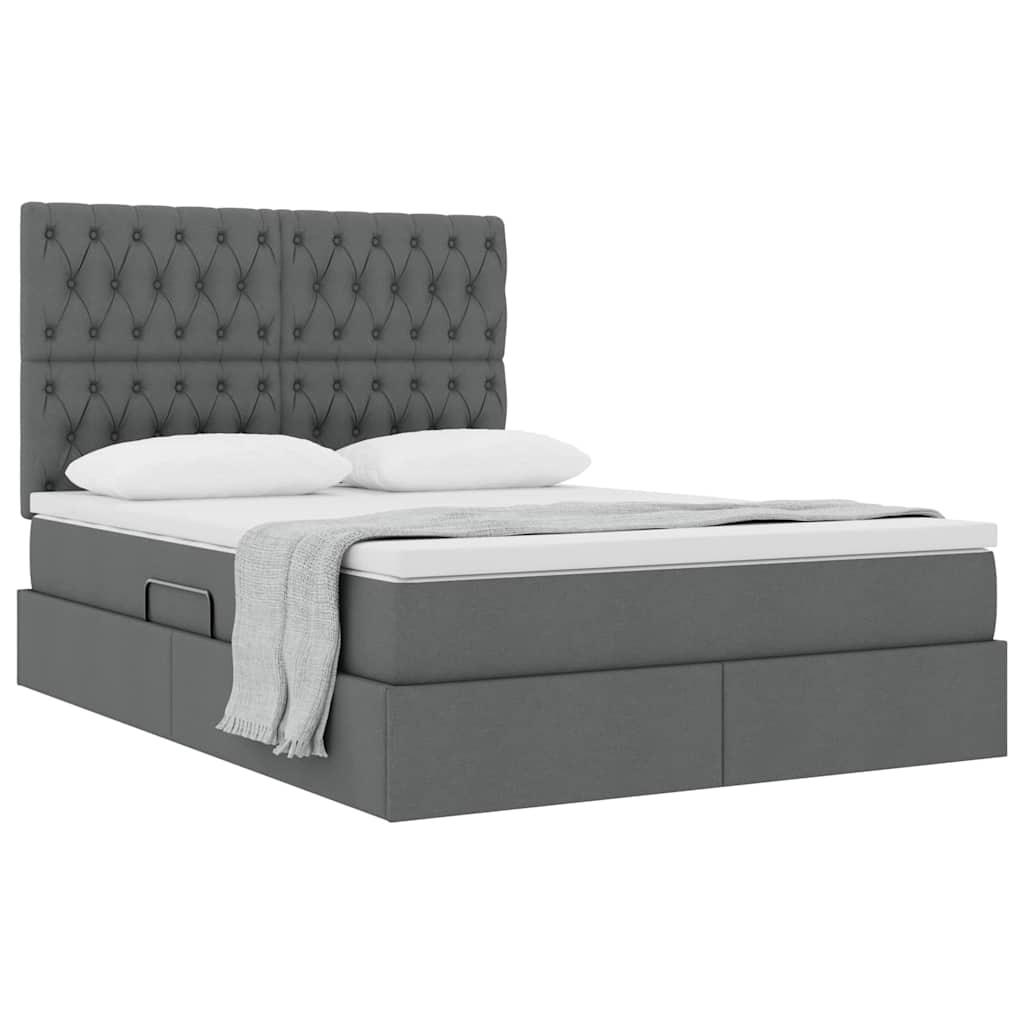 Opslag bed met matras Donkergrijs 140 x 200 cm Polyester is nu te koop bij PeponiXL, paradijselijk wonen!