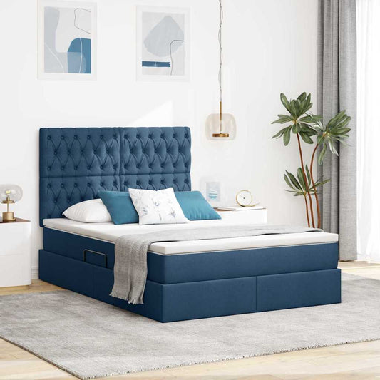Opslag bed met matras met matras Blauw 140 x 200 cm Polyester is nu te koop bij PeponiXL, paradijselijk wonen!