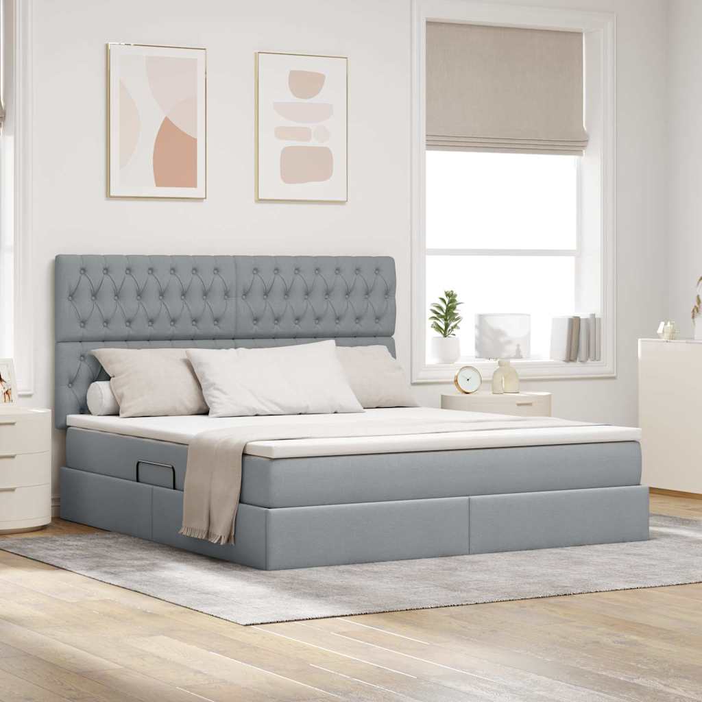 Opslag bed met matras Lichtgrijs 160 x 200 cm Polyester is nu te koop bij PeponiXL, paradijselijk wonen!