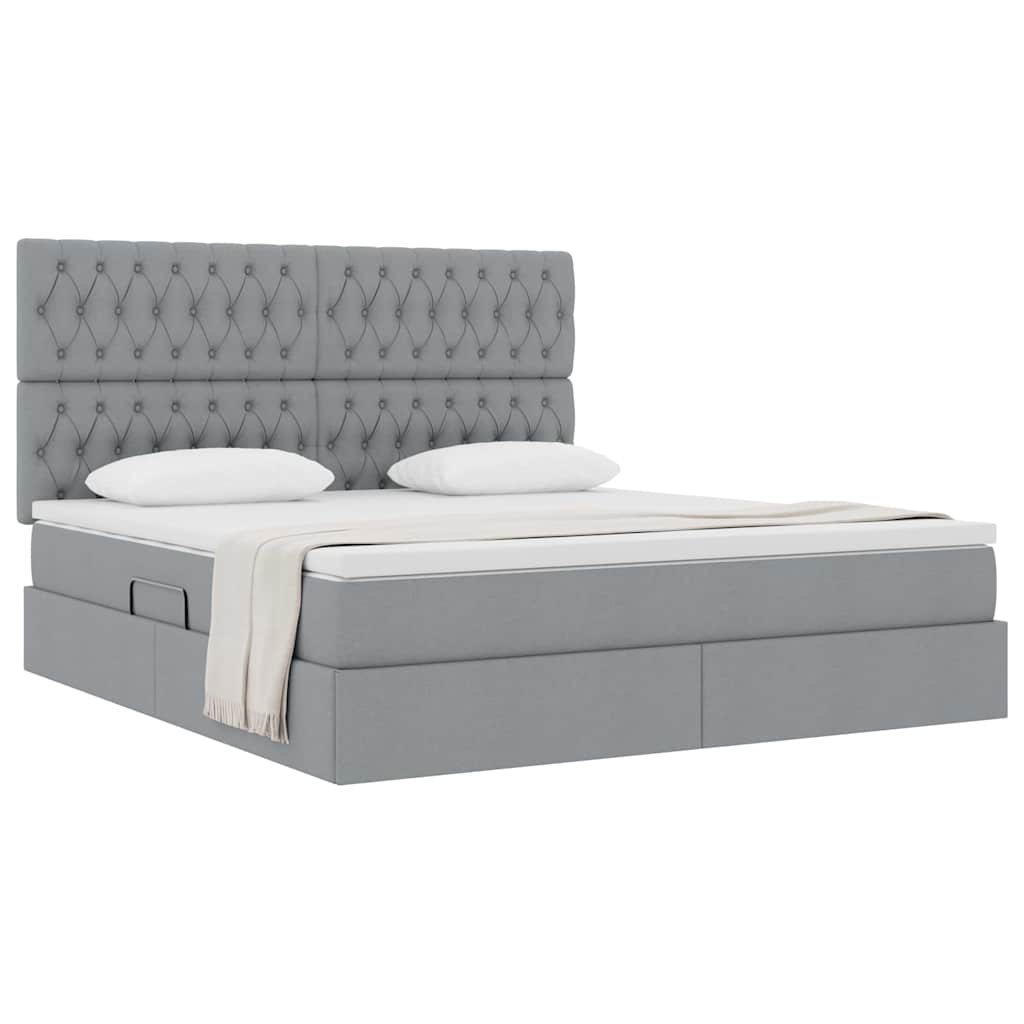 Opslag bed met matras Lichtgrijs 160 x 200 cm Polyester is nu te koop bij PeponiXL, paradijselijk wonen!